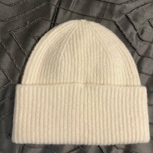 Nine West Cream Ribbed Knit Beanie